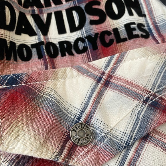 Genuine Harley Davidson biker Upright Eagle plaid cotton shirt - Picture 7 of 10